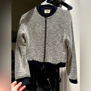 Birdseye Bomber in Black/White Contrast